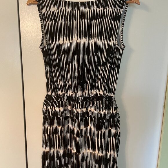 Ann Taylor Petites Ikat Black White Sleeveless Dress Womans Small - Picture 4 of 6